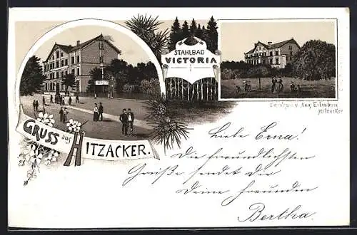 Lithographie Hitzacker, Restaurant und Stahlbad Victoria, Bes. Aug. Eilenburg