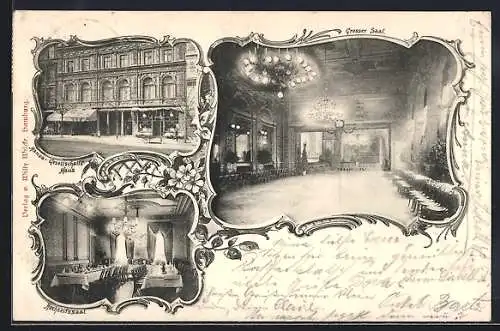 Passepartout-AK Hamburg-St.Georg, Hansa-Gesellschaftshaus mit Strasse, Steindamm 9