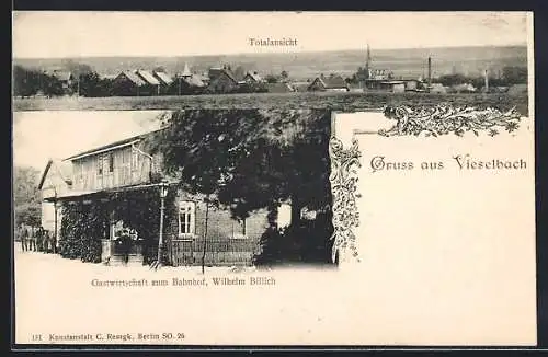 AK Vieselbach, Gasthaus zum Bahnhof, Totalansicht