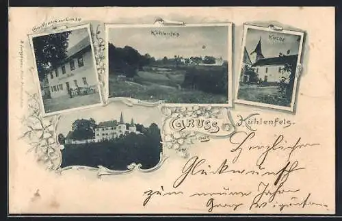 AK Kühlenfels, Gasthaus zur Linde, Kirche und Ortsansicht