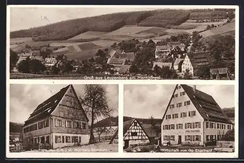 AK Leuzenberg am Hansgörgel, Gasthaus von Gg. Engelhard und Landheim des C. V. J. M. Nürnberg-Steinbühl