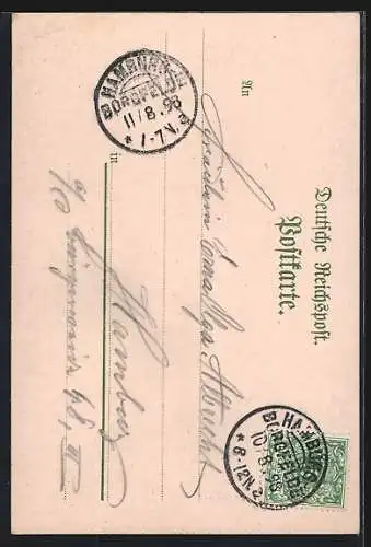 Lithographie Niendorf / Eimsbüttel, Münsters Gasthof, Inh. P. Koch, Veranda u. Garten