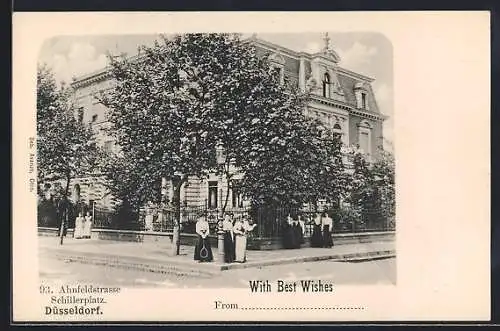 AK Düsseldorf, Ahnfeldstrasse und Schillerplatz