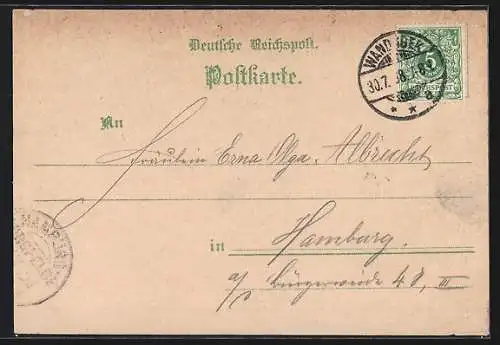 Lithographie Hamburg-Wandsbek, Hotel Wandsbeker Hof mit Garten und Theatersaal