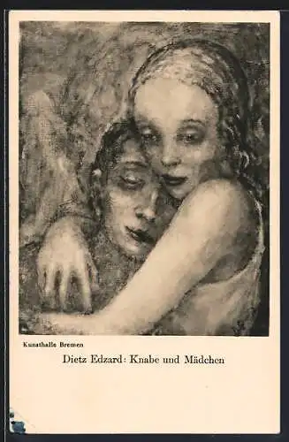 Künstler-AK sign. Dietz Edzard: Knabe und Mädchen, Expressionist