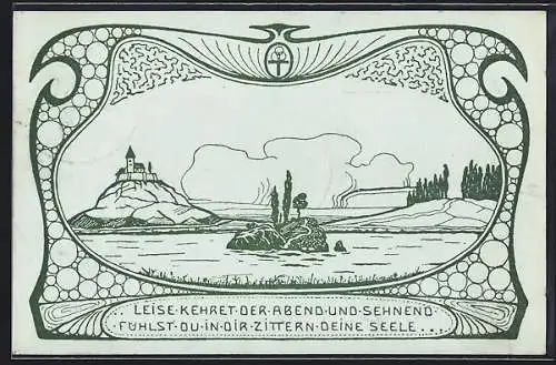 Künstler-AK sign. Ernst Gorsemann: Kleine Insel im Fluss