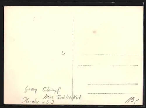 Künstler-AK sign. Georg Schrimpf: Schnitzer und Maler, Neue Sachlichkeit