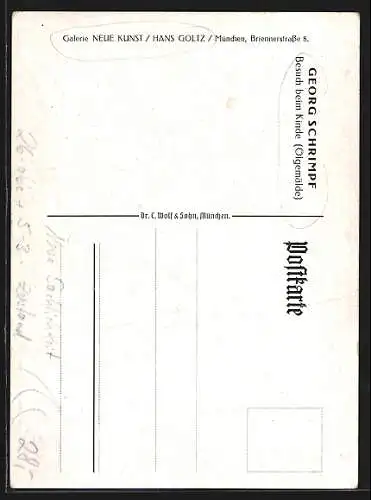 Künstler-AK sign. Georg Schrimpf: Besuch beim Kinde, Neue Sachlichkeit