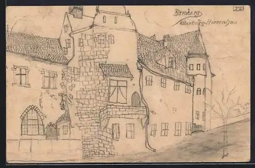 Künstler-AK Handgemalt: Bamberg, Altenburg-Herrenhaus