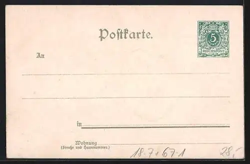 Künstler-AK Dresden, Volksthümliche Ausstellung für Haus und Herd 1899, Gasthof zum Erbgericht, Ganzsache