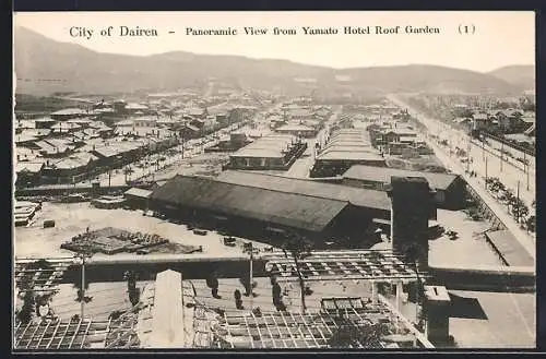 AK Dairen, Panoramic View from Yamato Hotel Roof Garden