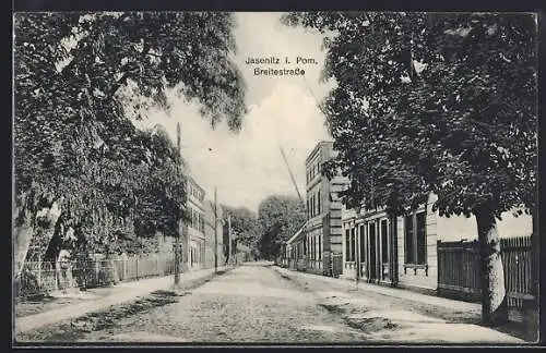AK Jasenitz i. Pom., Partie in der Breitestrasse