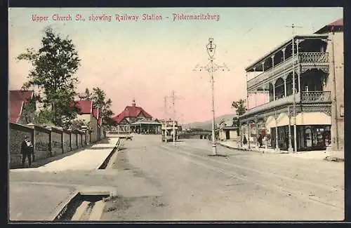AK Pietermaritzburg, Upper Church St., showing Railway Station