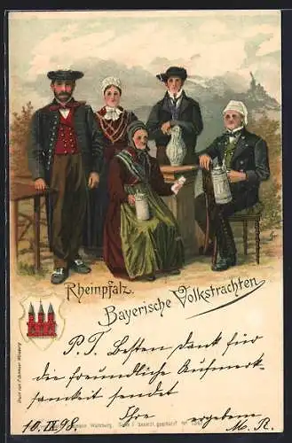 AK Einheimische in bayerische Tracht