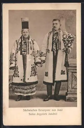 AK Sächsischer Brautpaar aus Jaad in Tracht