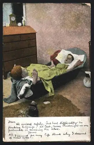 AK Zwei betrunkene Clowns schlafen in einer Wanne, Trinkerhumor