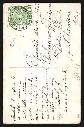 AK Liebespaar mit Schirm an einer Bank