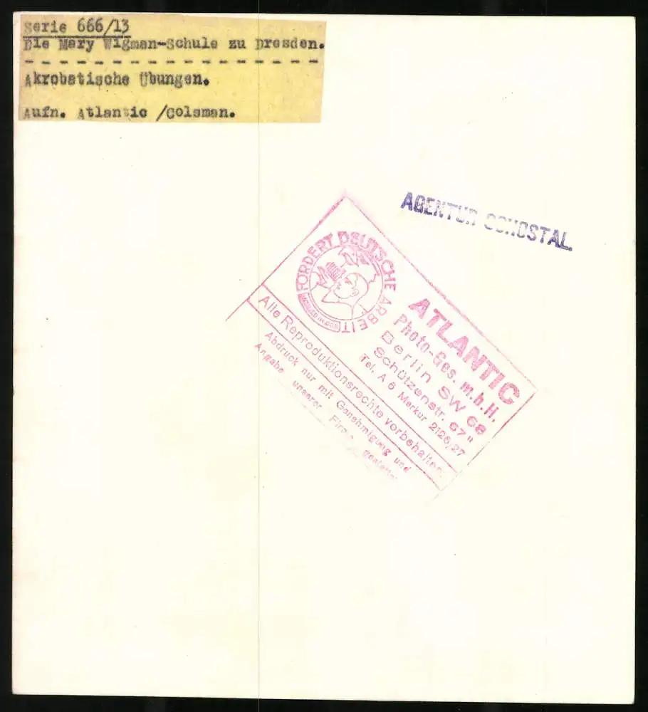 4 Fotografien Agentur Schostal, Ansicht Dresden, Mary Wigman Tanzschule in der Bautzner Str. 107, Ausdruckstanz 4