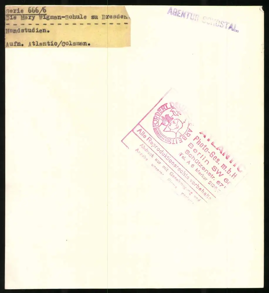 4 Fotografien Agentur Schostal, Ansicht Dresden, Mary Wigman Tanzschule in der Bautzner Str. 107, Ausdruckstanz 5
