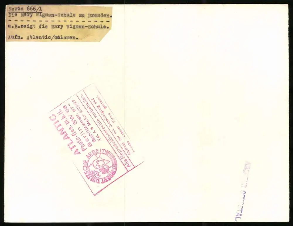 4 Fotografien Agentur Schostal, Ansicht Dresden, Mary Wigman Tanzschule in der Bautzner Str. 107, Ausdruckstanz 7