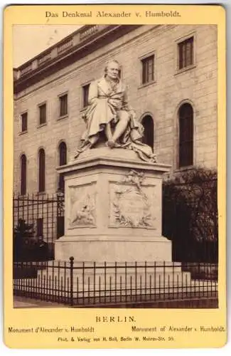 Fotografie H. Boll, Berlin, Ansicht Berlin, Denkmal Alexander von Humboldt an der Universität
