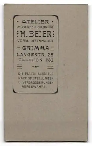 Fotografie H. Beier, Grimma, Langestr. 28, Porträt eines älteren Mannes