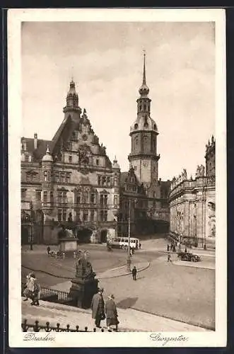 AK Dresden, Georgentor, Ortspartie mit Turm u. Bus