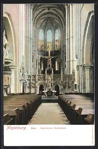 AK Magdeburg, Dom, Innenansicht mit Hochaltar
