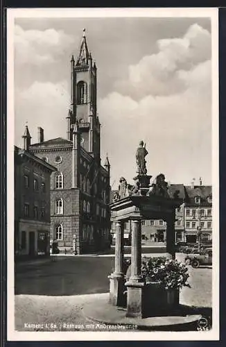 AK Kamenz i. Sa., der Andreasbrunnen am Rathaus