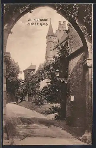 AK Wernigerode, Schloss-Eingang mit Einfahrt