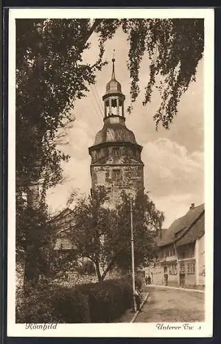 AK Römhild, Unterer Turm mit Strasse