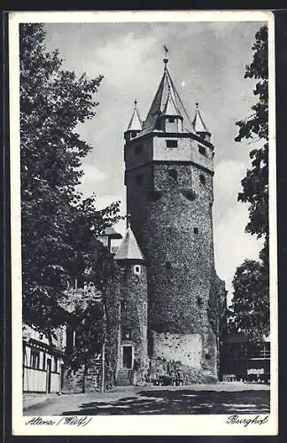 AK Altena /Westf., Am Burghof, Turm