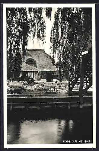AK Lehde / Spreewald, Cafe Venedig vom Wasser aus