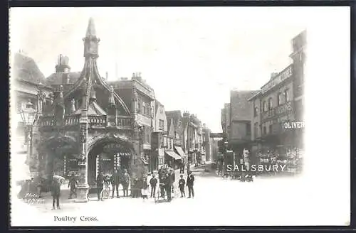 AK Salisbury, Poultry Cross steet scene with bystanders