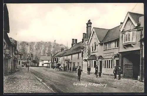 AK St. Amesbury /Salisbury, street scene with The Bell