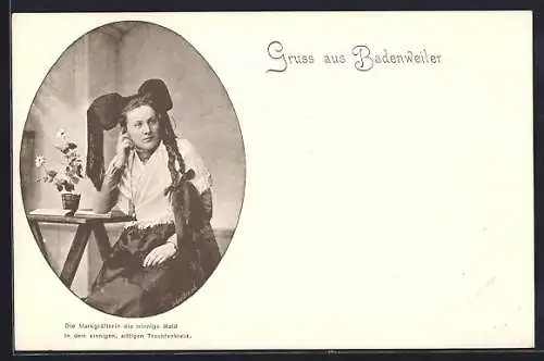 AK Badenweiler, Markgräflerin in Tracht