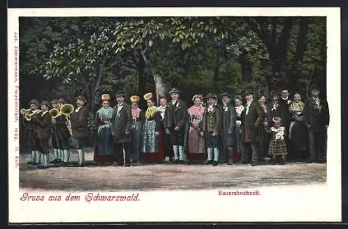 AK Rippoldsau /Schwarzwald, Bauernhochzeit mit Blasinstrumentenspielern, Schwarzwälder Tracht
