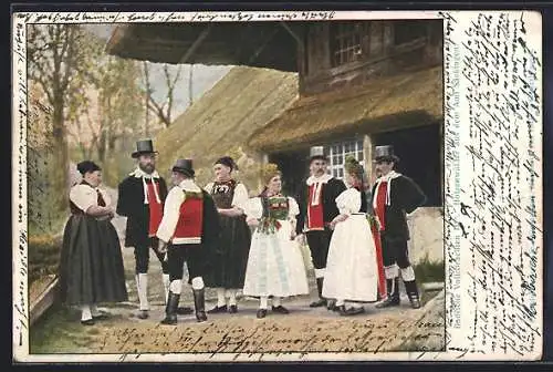 AK Badische Volkstrachten, Hotzenwälder aus dem Amt Säckingen