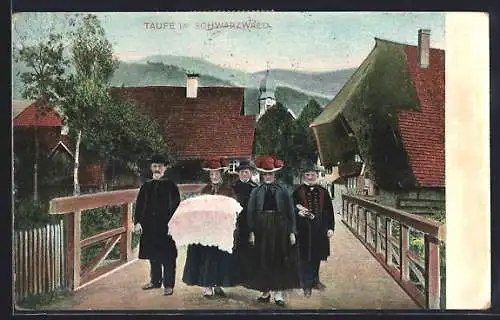 AK Taufe im Schwarzwald, Schwarzwälder Tracht