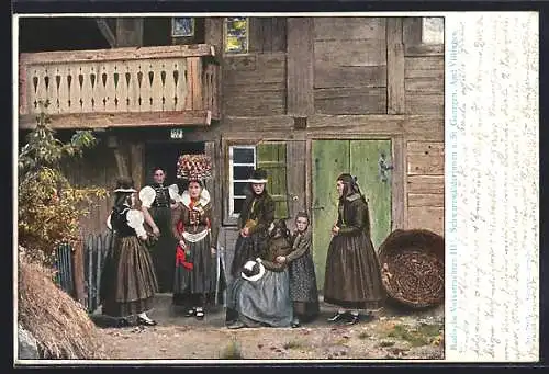 AK Badische Volkstrachten III, Schwarzwälderinnen aus St. Georgen
