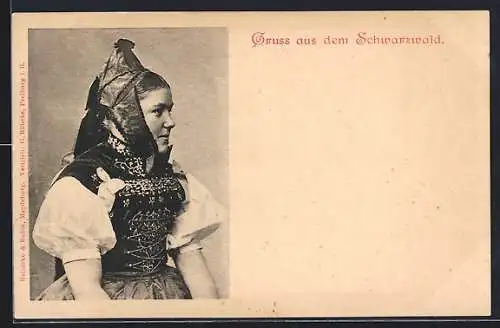 AK Junge Frau in Schwarzwälder Tracht