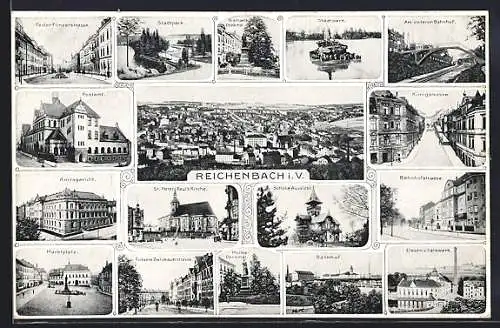 AK Reichenbach i. V., Elektrizitätswerk, Amtsgericht, Bahnhof