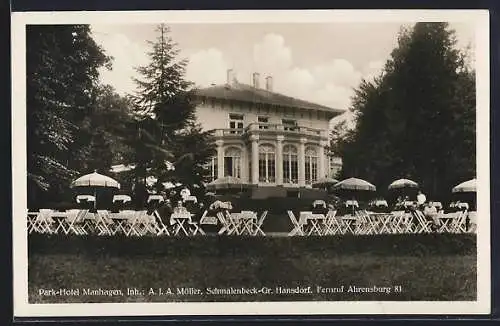 AK Schmalenbeck-Gr. Hansdorf, Park-Hotel Manhagen A. J. A. Möller