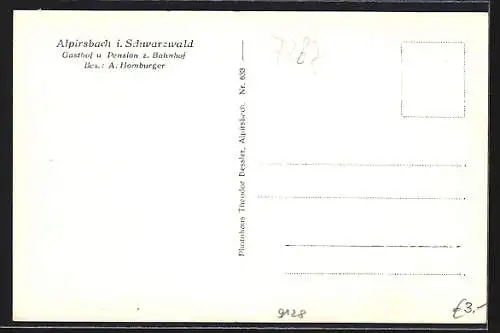 AK Alpirsbach i. Schwarzwald, Gasthof und Pension zum Bahnhof von A. Homburger