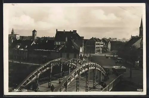 AK Neu-Ulm, Strassenpartie mit Brücke