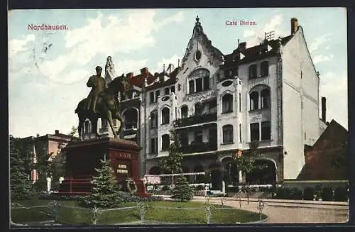 AK Nordhausen, Cafe Dietze mit Denkmal