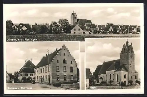 AK Altheim /Kreis Riedlingen, Teilansicht, Rathaus und Pfarrhaus, Kirche