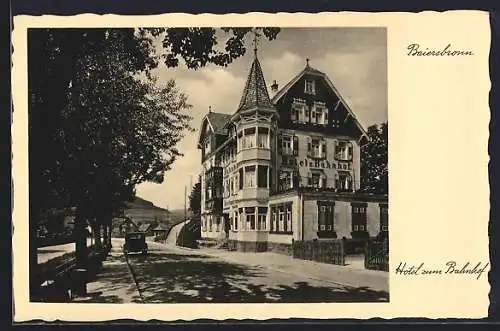 AK Baiersbronn, Hotel zum Bahnhof mit Strassenpartie