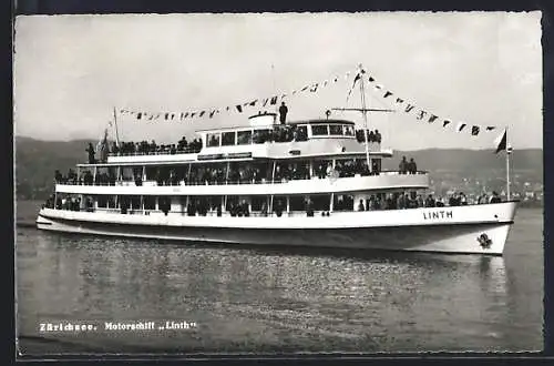 AK Zürich, Motorschiff Linth auf dem Zürichsee