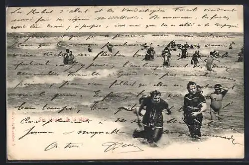 AK Männer und Frauen im Badeanzug am Strand